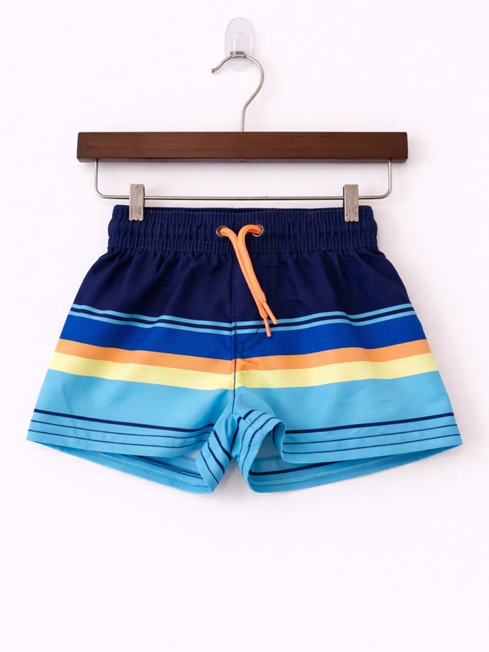 Carter's Navy, Light Blue & Orange Striped Boys Swim Trunks